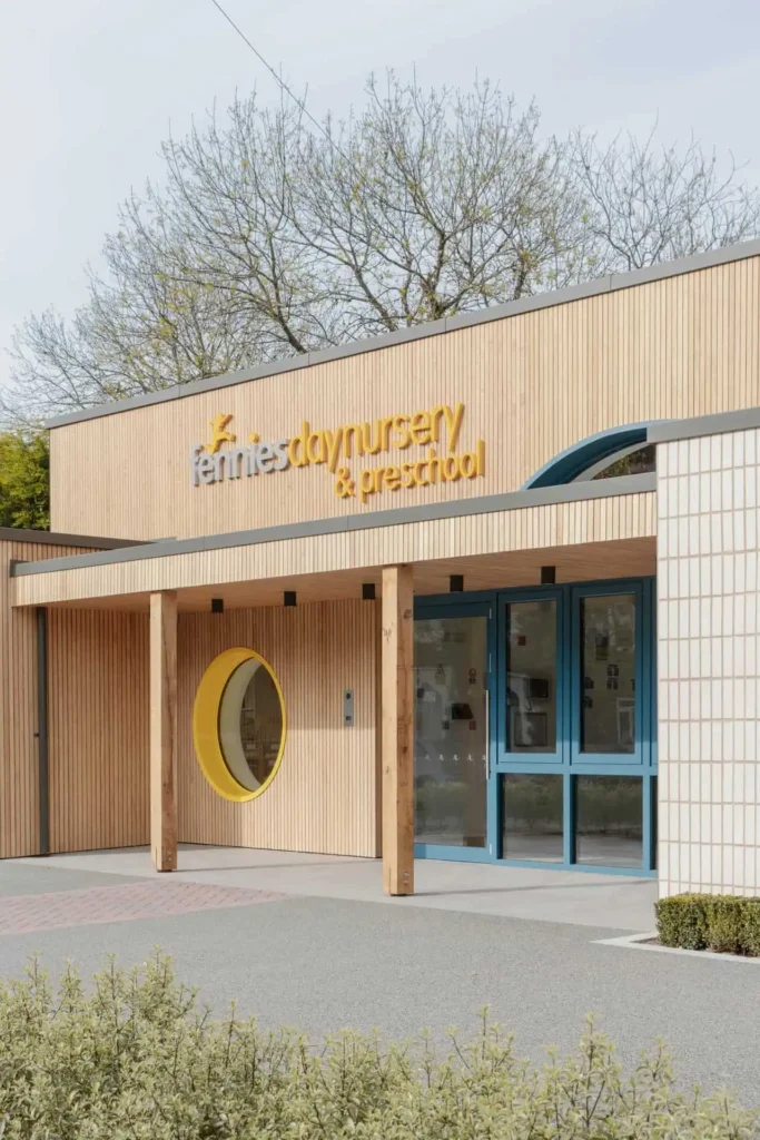 Nursery design London, Raynes Park, exterior view of converted former surgery building